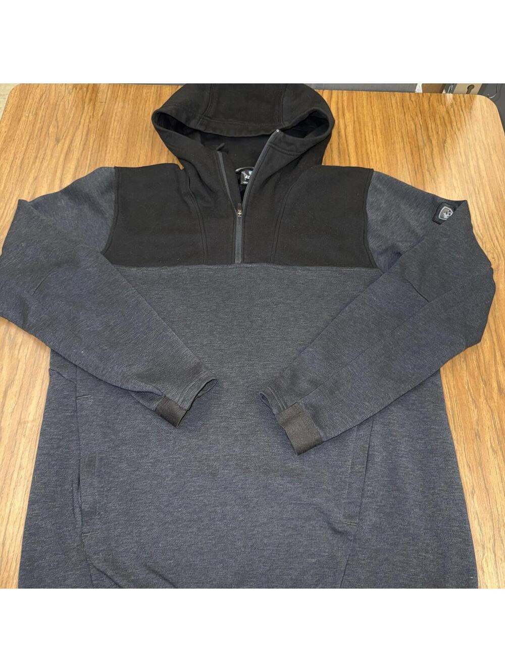 RARE KUHL Freethinkr Hooded Sweater Sweatshirt 1/4 Zip Fleece Men Sz L Aire